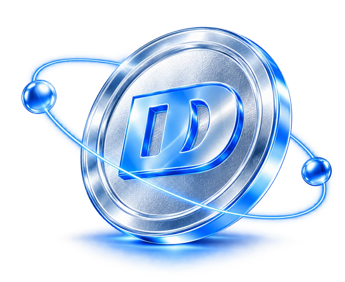 Silver DayDimes concept coin with blue orbital rings
